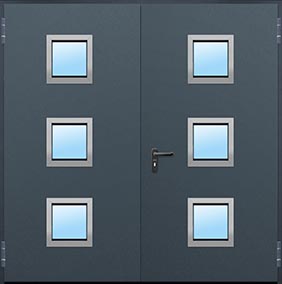 Six Square Windows - Teckentrup 62 Side Hinged Garage Doors